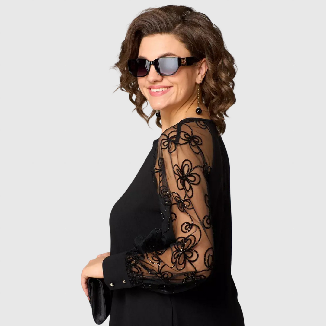 Air | Κομψό μαύρο φόρεμα με κομψά μανίκια