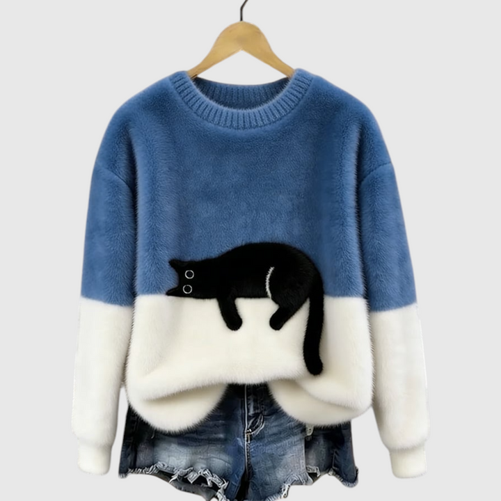 Αναστασία – Μαλακή χειμερινή μπλούζα με εικονογράφηση γάτας