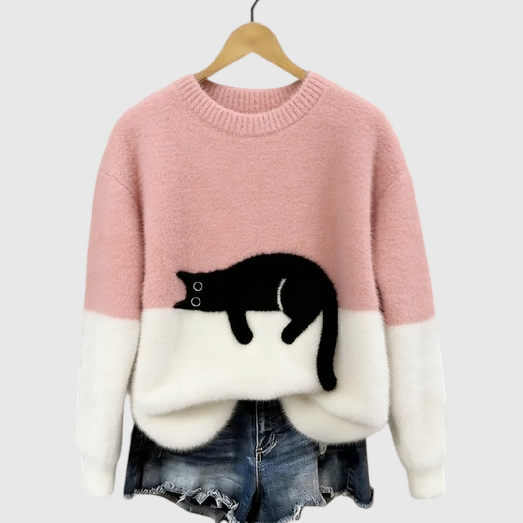 Αναστασία – Μαλακή χειμερινή μπλούζα με εικονογράφηση γάτας