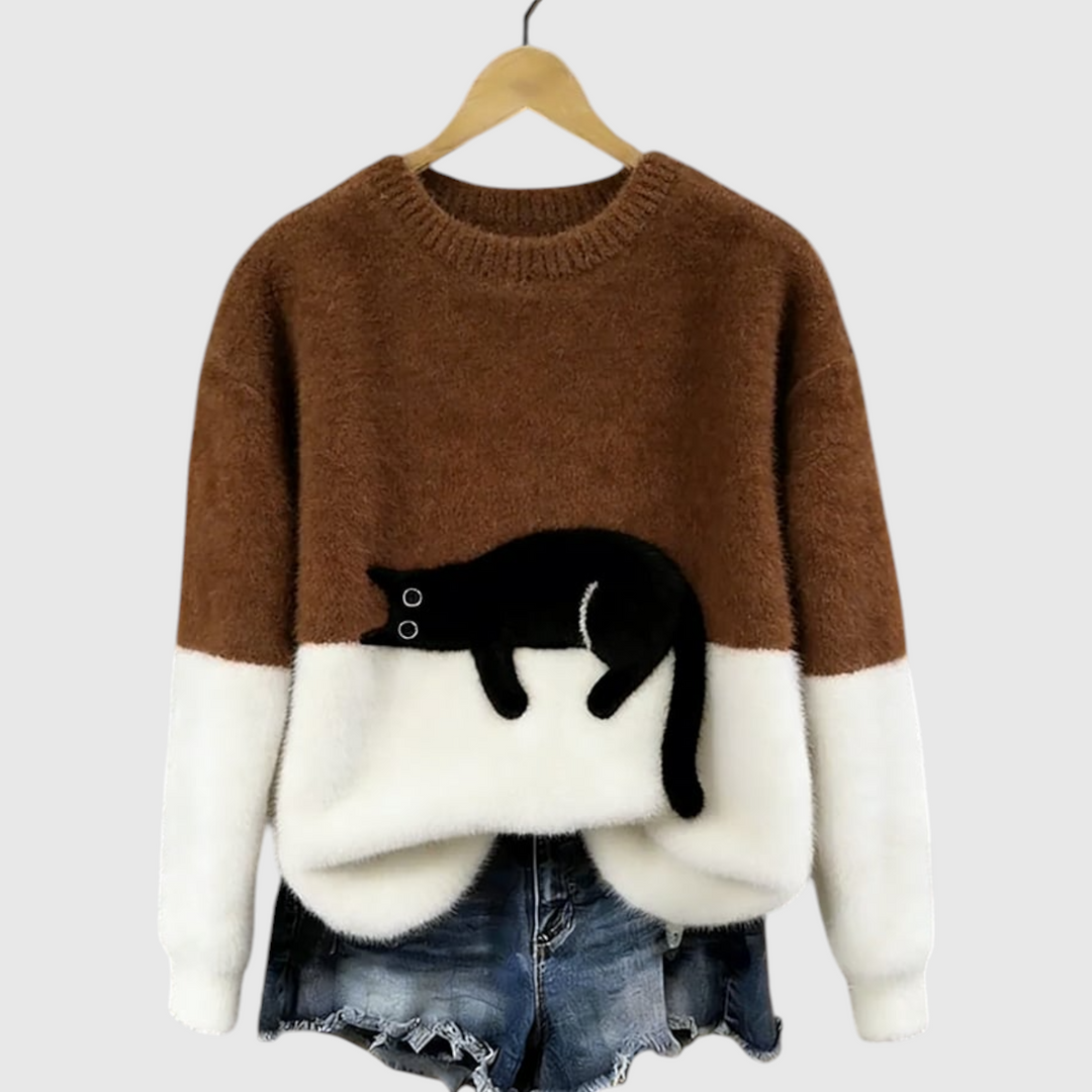 Αναστασία – Μαλακή χειμερινή μπλούζα με εικονογράφηση γάτας