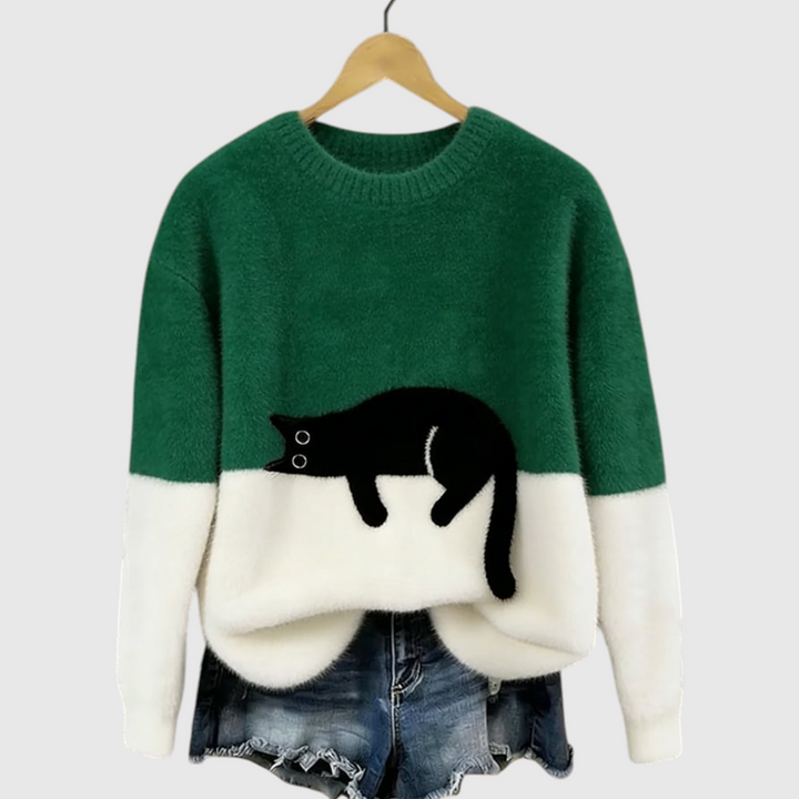 Αναστασία – Μαλακή χειμερινή μπλούζα με εικονογράφηση γάτας