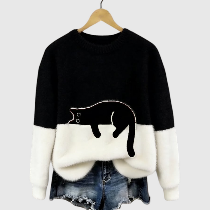 Αναστασία – Μαλακή χειμερινή μπλούζα με εικονογράφηση γάτας