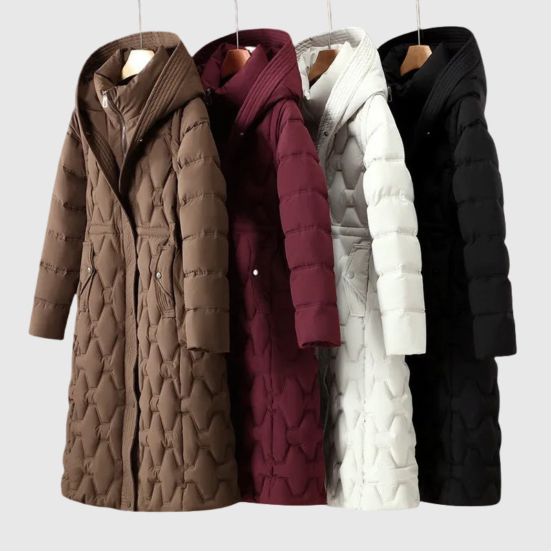 Lumière - Μακρύ μπουφάν με φτερά και κουκούλα