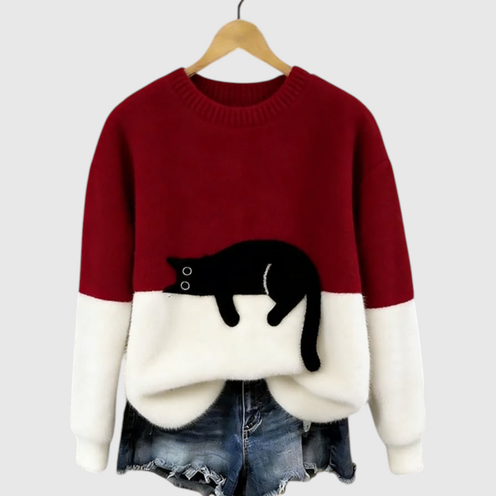 Αναστασία – Μαλακή χειμερινή μπλούζα με εικονογράφηση γάτας