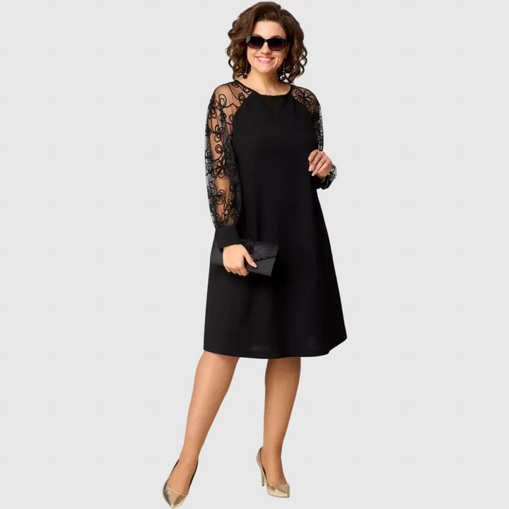 Air | Κομψό μαύρο φόρεμα με κομψά μανίκια