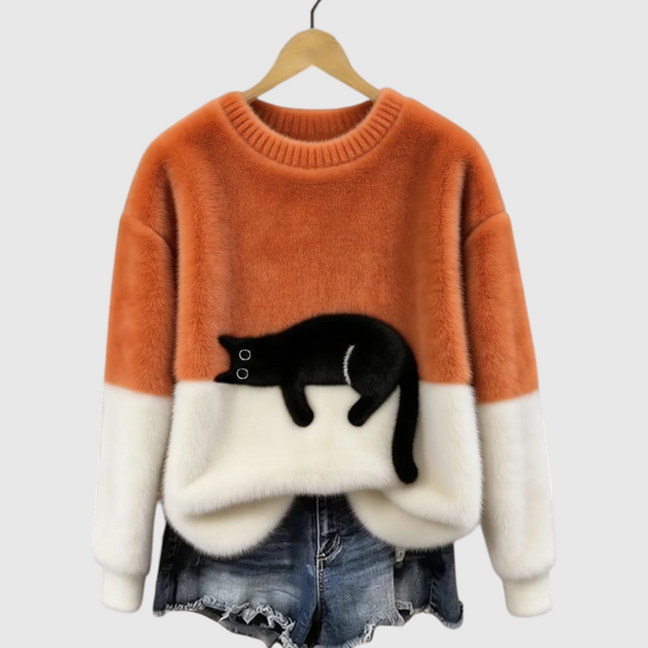 Αναστασία – Μαλακή χειμερινή μπλούζα με εικονογράφηση γάτας