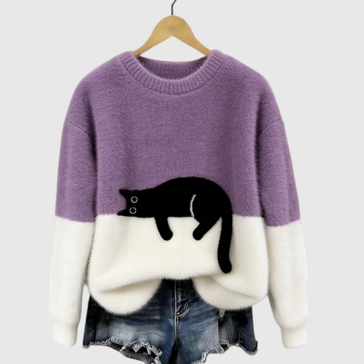Αναστασία – Μαλακή χειμερινή μπλούζα με εικονογράφηση γάτας