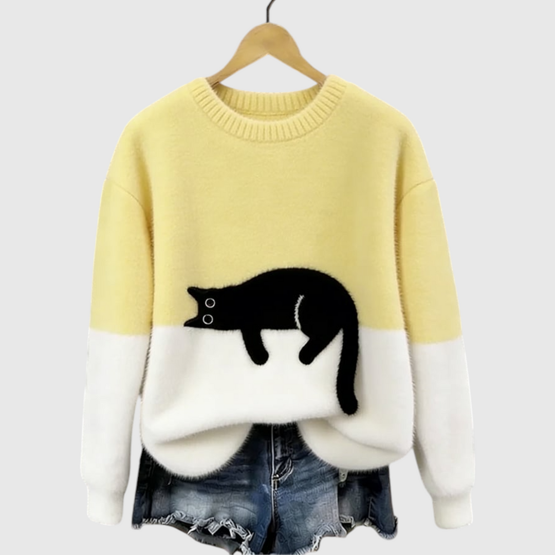Αναστασία – Μαλακή χειμερινή μπλούζα με εικονογράφηση γάτας